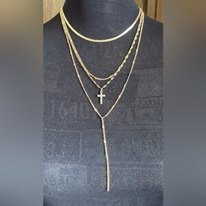 NEW Elegant Gold Tone 4 Layered Necklace Set